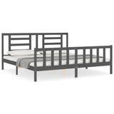 Bed Frame without Mattress Grey 200x200 cm Solid Wood Pine 3192903