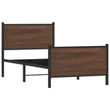 Metal Bed Frame without Mattress Brown Oak 100x200 cm 4007778