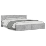 Bed Frame Concrete grey Engineered wood Double Durable 3207472