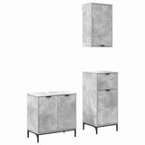 Bathroom Furniture Set 3 pcs Concrete grey Engineered wood 3393106