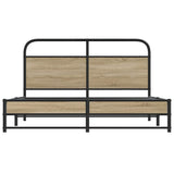 Metal Bed Frame without Mattress Smoked Oak 160x200 cm 3318679