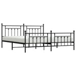 ZNTS Metal Bed Frame without Mattress with Footboard Black 200x200cm 353562