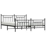 ZNTS Metal Bed Frame without Mattress with Footboard Black 200x200cm 353562