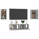 4 Piece TV Cabinet Set Concrete Grey Engineered Wood 3079062