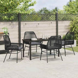 Garden Dining Set with Cushion 5 pcs Black Poly Rattan 3380871