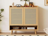 Natural Rattan Storage Cabinet & Shoe Cabinet Comb, 5-Tier Shoe Cabinets Storage for Boots or Heels N896P437304O