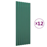 Roof Panels 12 pcs Galvanised Steel Green 100x36 cm 319142