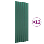 ZNTS Roof Panels 12 pcs Powder-coated Steel Green 100x36 cm 319142