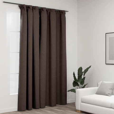 ZNTS Linen-Look Blackout Curtain with Hooks Taupe 290x245 cm 321207
