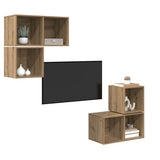 TV Cabinet Set Wall-mounted 4 pcs Artisan Oak Engineered Wood 3393290