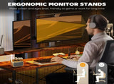 LED Light 'L' Computer Desk, with Shelves - Brown T3398P344502