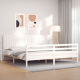 Bed Frame without Mattress White 200x200 cm Solid Wood 3194787