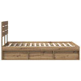 Bed Frame Artisian Oak 120 x 190 cm Solid Pine Wood 3411446