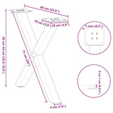 ZNTS Coffee Table Legs X-Shaped 2 pcs White 60x cm Steel 4012901