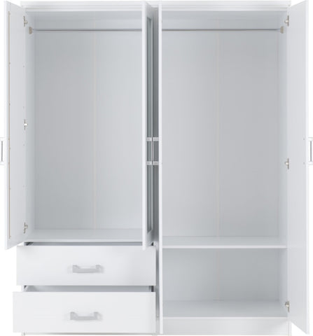 ZNTS Charles 4 Door 2 Drawer Mirrored Wardrobe 100-101-074