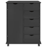 Rolling Cabinet Grey 63.5 x 39 x 79 cm Solid Pine Wood 42028362