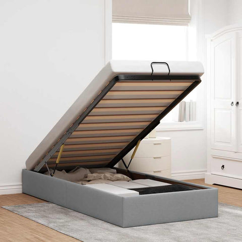 Ottoman Bed Frame without Mattress Light Grey Single Fabric 3310916