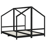 Kids Bed Frame Black 2x cm Solid Wood Pine 3200588