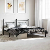 Metal Bed Frame without Mattress with Headboard Black 183x213cm 374344