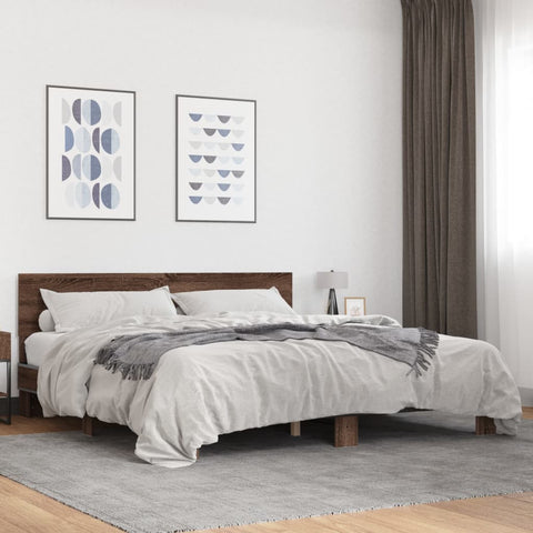 Bed Frame without Mattress Brown Oak 200x200 cm 3280176
