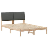 Bed frame Brown and dark grey 140 x 190 cm Solid pine wood 878755