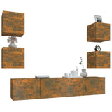 6 Piece TV Cabinet Set Smoked Oak Engineered Wood 3114259