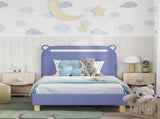 Children's Bed Frame with Headboard Jeans Blue 90 x 200 cm 42011228