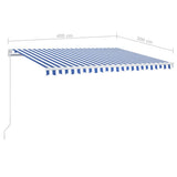 Manual Retractable Awning with LED 400x300 cm Blue and White 3068901
