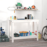 Work Bench White 110x50x80 cm Solid Wood Pine 822502