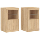 Side Cabinets with LED Lights 2 pcs Sonoma Oak Engineered Wood 836635