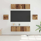 TV Cabinet Set Wall-mounted 6 pcs Old Wood Engineered Wood 3393399