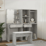 Dressing Table Set with LED Concrete Grey Engineered Wood 3114102