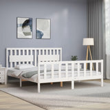 Bed Frame without Mattress White Super King Size Solid Wood Pine 3192442