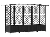 Raised Bed with Trellis and Roof Black 204 x 40 x 141 cm PP 42032538