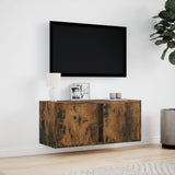 TV Wall Cabinet with LED Lights Smoked Oak 80x31x35 cm 852261