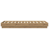Floor Bed Frame Artisan Oak 80 x 200 cm Engineered Wood 8009074