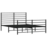 Metal Bed Frame without Mattress with Footboard Black 140x190cm 352337