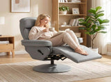 Upholstered Reclining Armchair, Manual Recliner Chair with Footrest and Adjustable Backrest, Grey T3398P548742