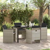 Garden Dining Set 5 pcs Light Grey Poly Rattan 3380610