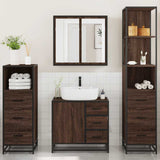 4 Piece Bathroom Furniture Set Brown Oak Engineered Wood 3301259