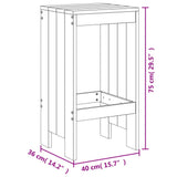 5 Piece Garden Bar Set Grey Solid Wood Pine 3157747