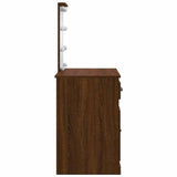 Dressing Table with LED Lights Brown Oak 90x42x132.5 cm 834977