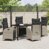 Garden Dining Set with Cushion 5 pcs Light Grey Poly Rattan 3380571