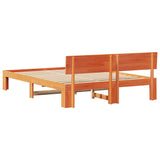 Bed Frame with Headboard Wax Brown 140 x 200 cm Solid Pine Wood 872652