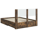 Bed Frame with Storage and Headboard Smoked Oak 140 x 190 cm 3414471