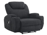 Electric Recliner Chair with 2-Point Massage & Heating, Black Fabric Indoor Functional Chair, 120kg 35128213