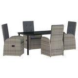 Garden Dining Set with Cushion 5 pcs Grey Poly Rattan 3379495