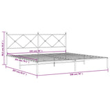 Metal Bed Frame without Mattress with Headboard White 193x203cm 376557