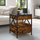 Coffee Table with Infinity LED Smoked Oak 40x40x51 cm 847719