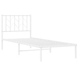 Metal Bed Frame without Mattress with Headboard White 80x200cm 374477